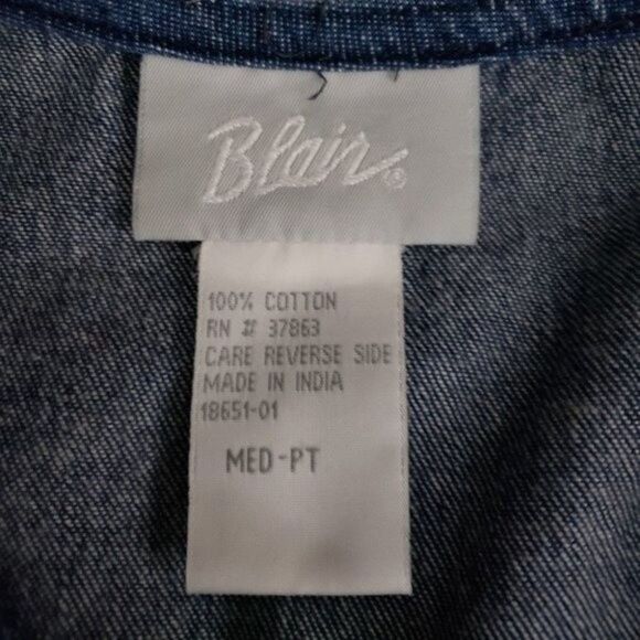 Blair embroidered button down denim shirt Medium - Picture 2 of 8